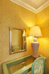 table chair lamp and mirror
