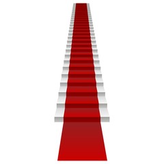 Vector concept 3D white stair and red carpet