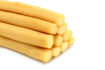 Cheese sticks on a white background