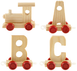 petit train bois, wagons lettres A, B, C