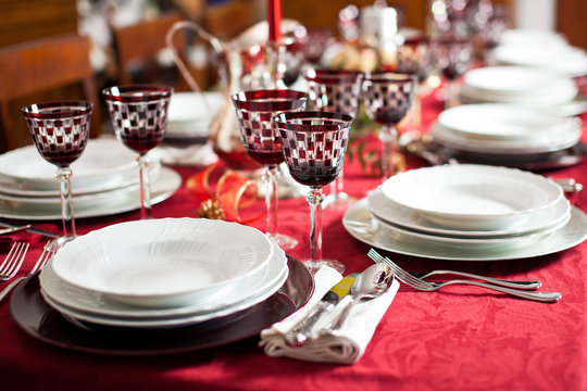 Red Table Setting