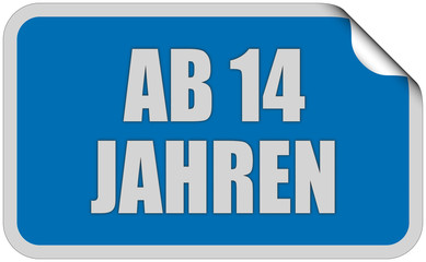 Sticker blau eckig curl oben AB 14 JAHREN