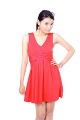 Fashion Young Woman with red cloth