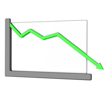 Abstract Business Graph - Green Arrow Down 3d