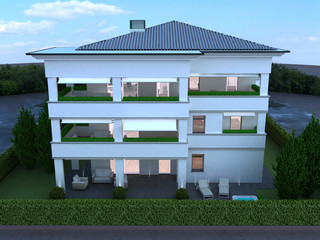 appartamento rendering 3d exterior architettura progetto