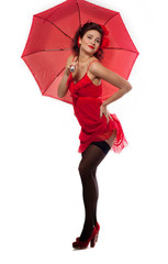 beautiful girl  pin-up style with umbrella