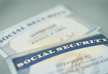 closeup of US Social Security cards
