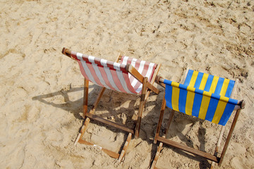 Deckchairs on beach