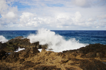 Waves breaking on the rocks