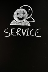 Service center with human figures drawn with chalk
