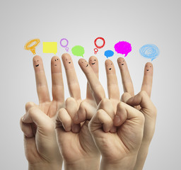 Fingers representing a social network