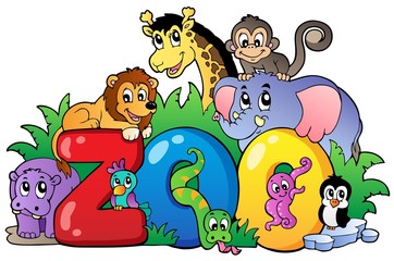 Signe de zoo avec divers animaux