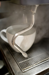 Hot steam with cup pf water