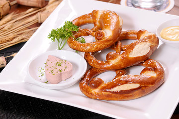 fresh German pretzel (Bretzel) with salt