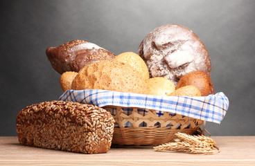 delicious bread in basket and ears