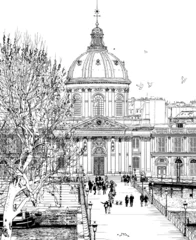 Papier Peint photo Lavable Illustration Paris Pont des arts in Paris