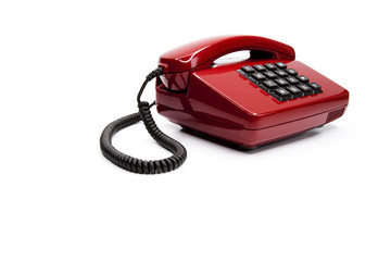 Klassisches rotes Telefon aus den Achtzigern