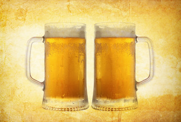 cold beer on vintage background