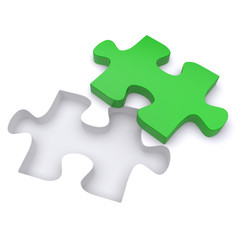 Green jigsaw puzzle.