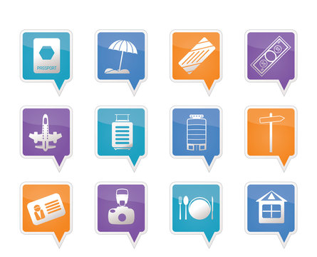 Travel, Holiday and Trip Icons -  Vector Icon Set