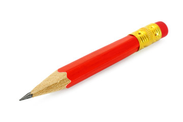 Red pencil on white background