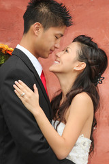 Young Wedding Couple Outdoors