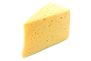 Piece of cheese on a white background