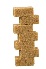 brown lump cane sugar cubes close up