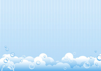 Blue background of soap bubbles. Vector Illustration