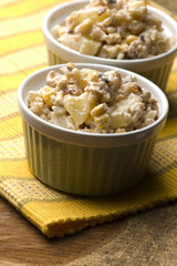 Salad with corn, ananas, nuts and rice