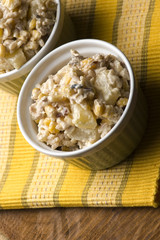 Salad with corn, ananas, nuts and rice