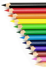 Color pencils on white background