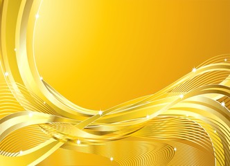 Onde oro Astratto Sfondo-Golden Wave Background-Vector - obrazy, fototapety, plakaty