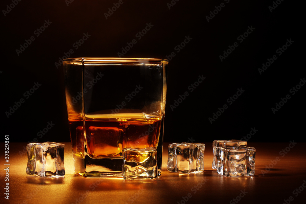 Wall mural glass of scotch whiskey and ice