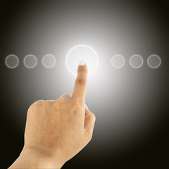 women hand pushing  button