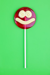 Round lollipop, like a smiley face on