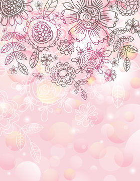 pink background with flowers,contains transparent objects