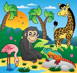Photo sur Plexiglas Zoo Paysage Africain Avec Des Animaux 5