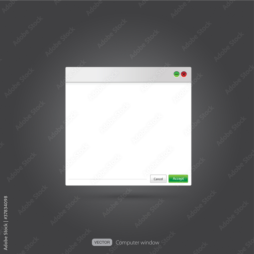 Poster computer window with accept - cancel button
