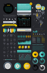 Elements of Infographics with buttons and menus
