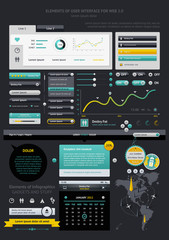 Elements of Infographics with buttons and menus