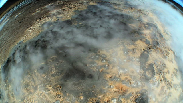 Wide Angle View of Rising Hot Volcanic Steam