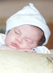 cute sleeping newborn baby portrait
