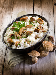 risotto with cep edible mushrooms