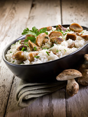 risotto with cep edible mushrooms
