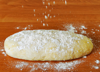 Raw pastry on table.