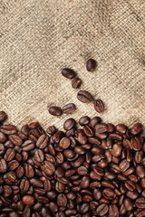 Coffee beans on sack