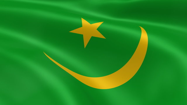 Mauritanian flag in the wind. Part of a series.