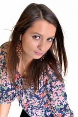 jeune femme , posant isolé sur blanc