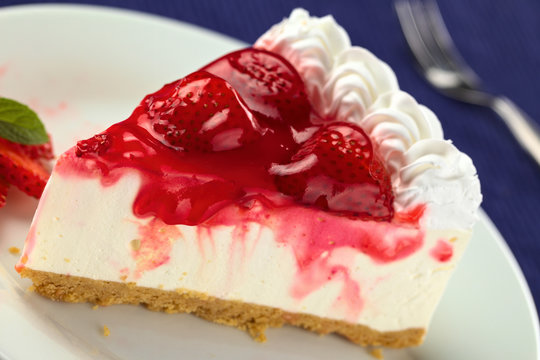 Fresh strawberry cheesecake (Selective Focus)